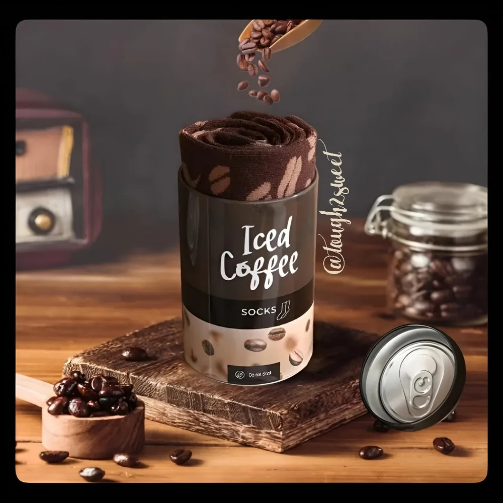 🆕️LAST 1🎉ICED COFFEE NOVELTY COLORFUL UNIQUE SOCKS/ 1 SET IN COFFEE 